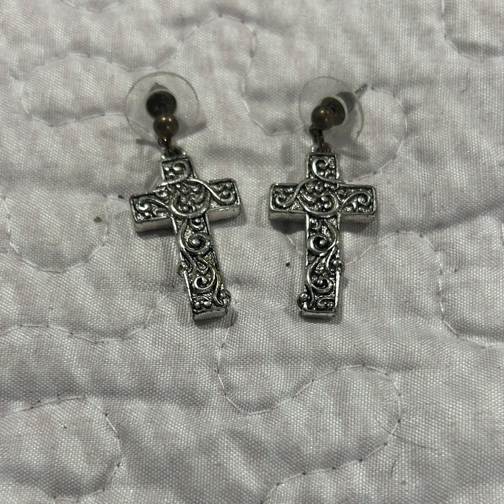 Silver Cross Earrings